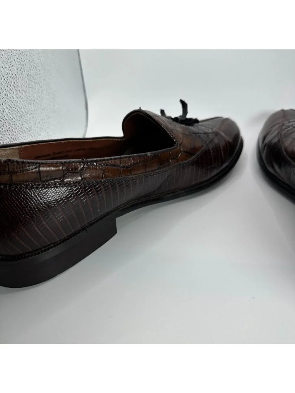 Stacy Adams Loafers Dress Shoes Mens Size 10.5 M Genuine Snake Leather Brown